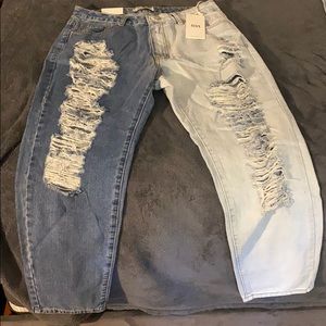 Jeans high rise crop mom jeans